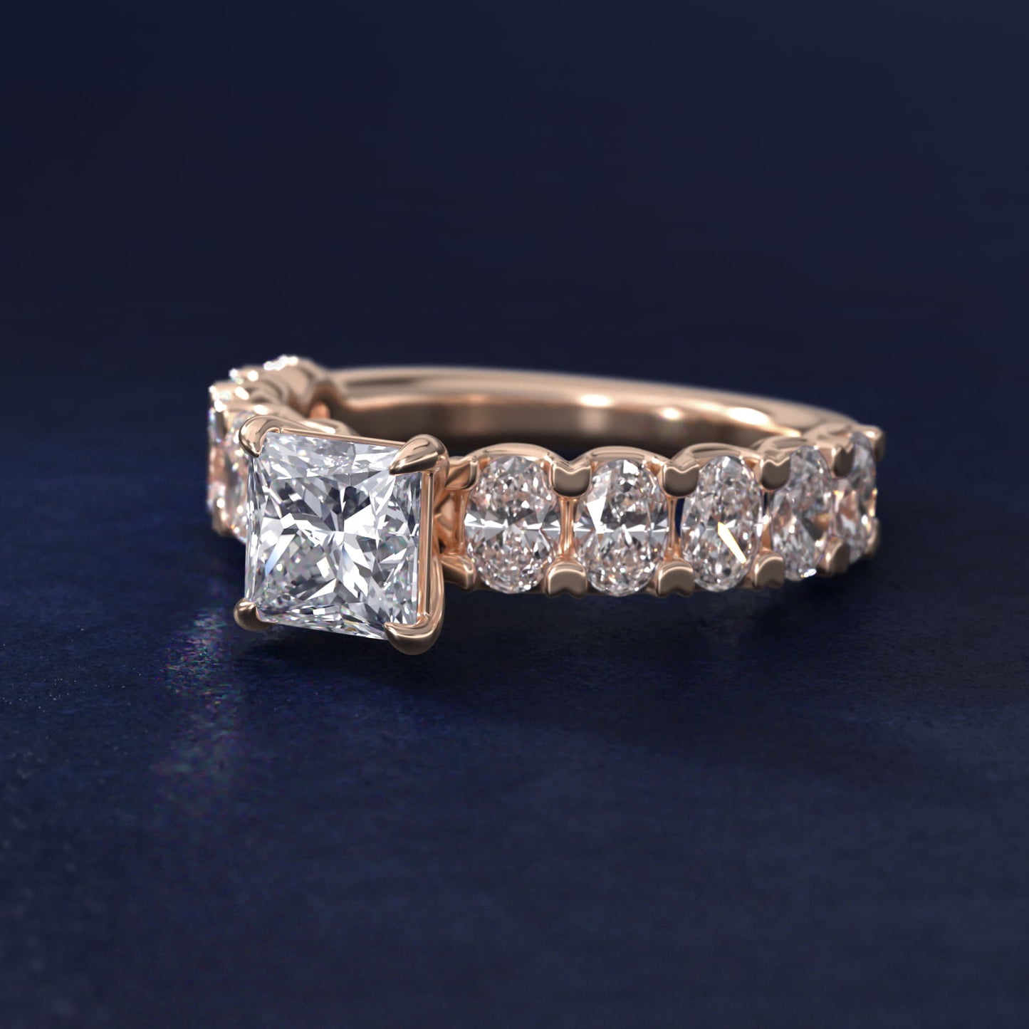 Oval-Cut Diamond Engagement Ring in 14k Rose Gold - Princess Center