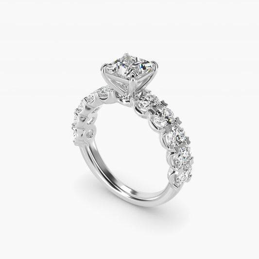 Oval-Cut Diamond Engagement Ring in 14k White Gold - Princess Center