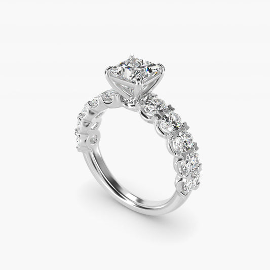 Oval-Cut Diamond Engagement Ring in 18k White Gold - Princess Center