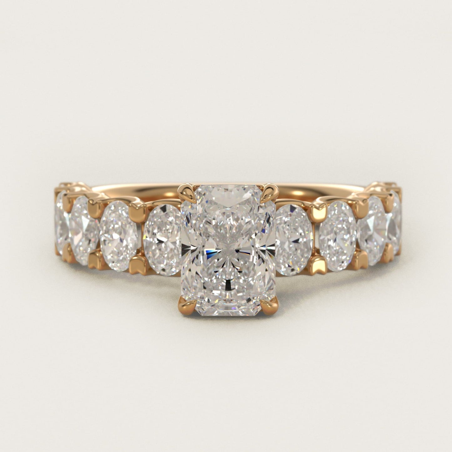 Oval-Cut Diamond Engagement Ring in 18k Yellow Gold - Radiant Center