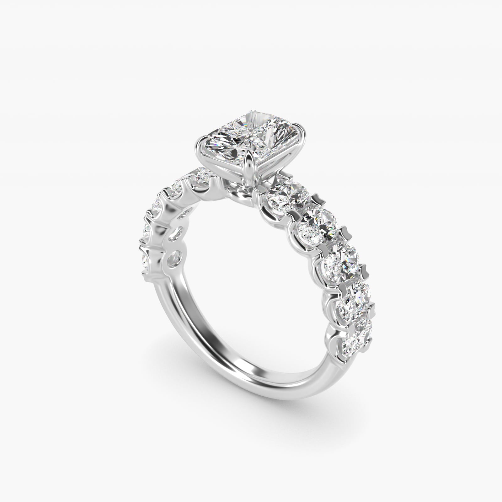 Oval-Cut Diamond Engagement Ring in Platinum - Radiant Center