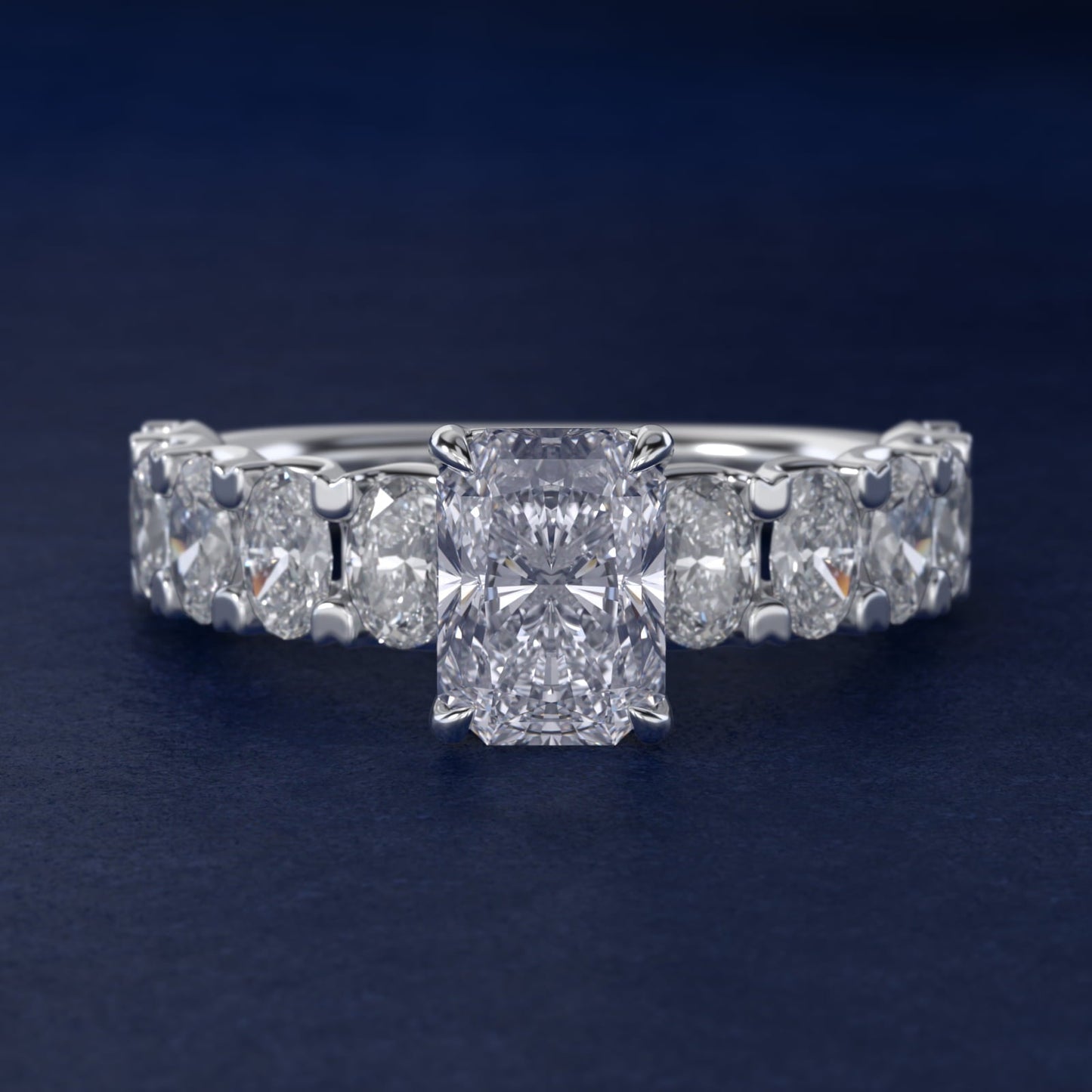 Oval-Cut Diamond Engagement Ring in Platinum - Radiant Center