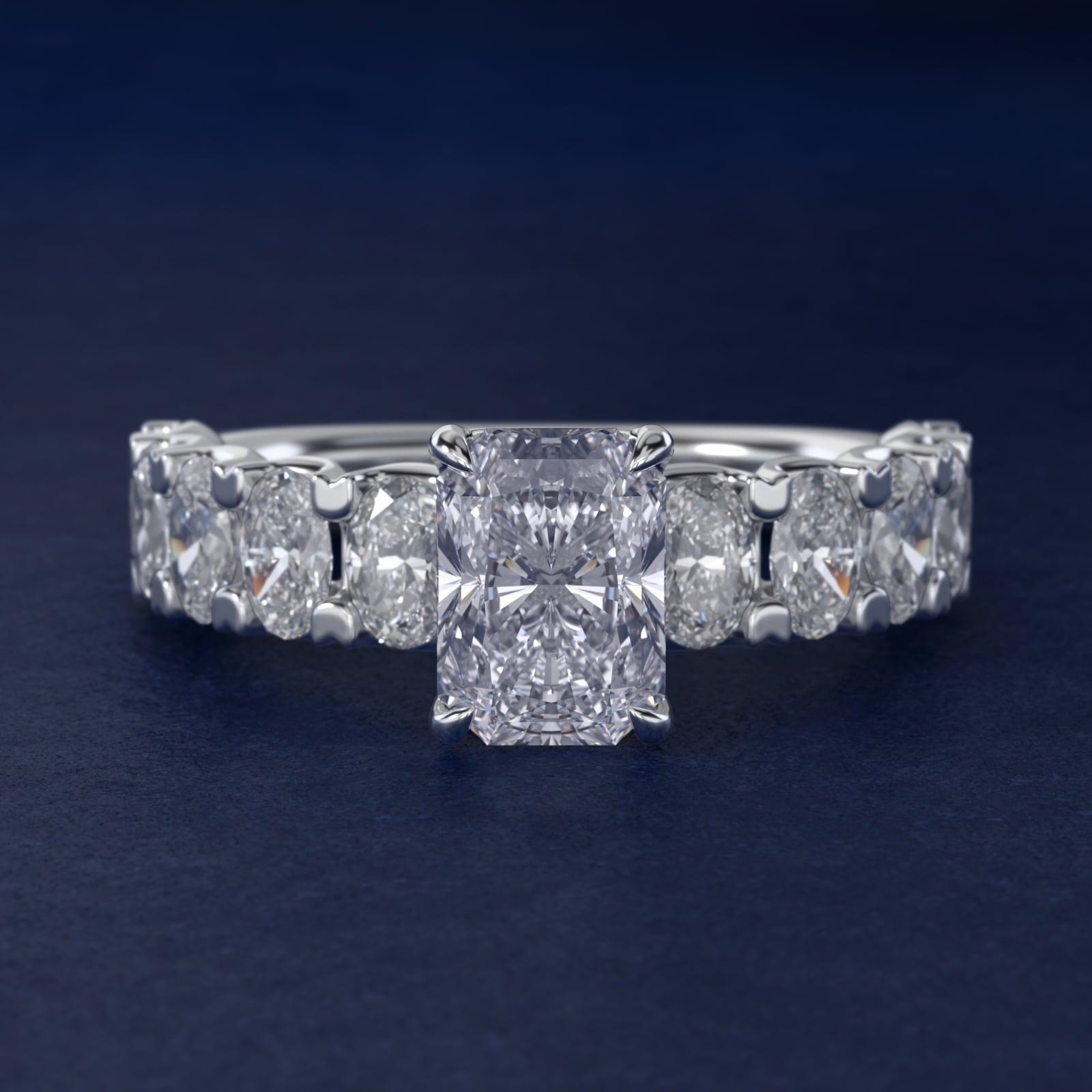 Oval-Cut Diamond Engagement Ring in Platinum - Radiant Center