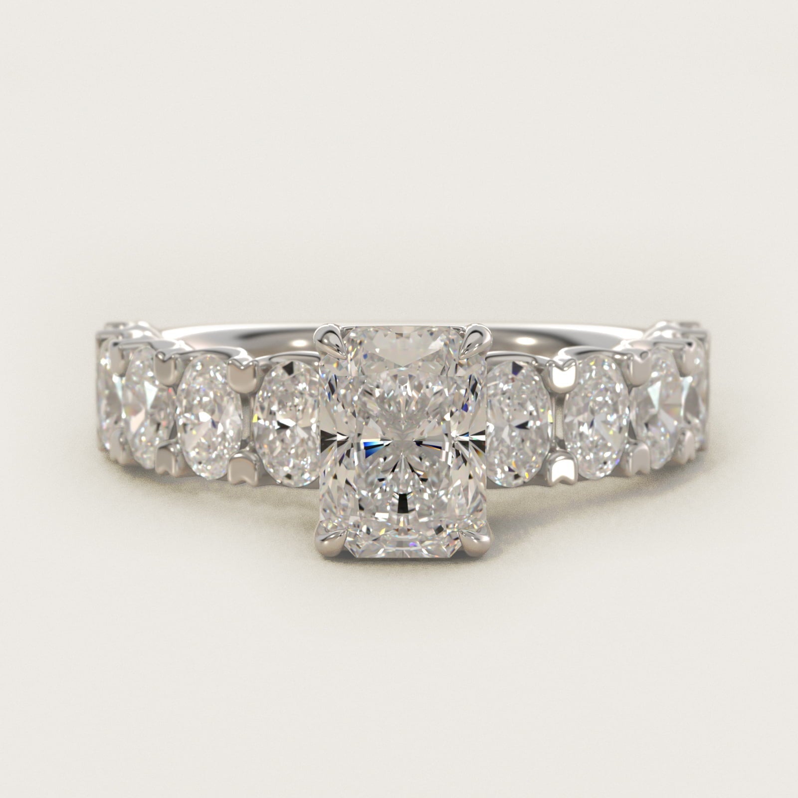 Oval-Cut Diamond Engagement Ring in Platinum - Radiant Center