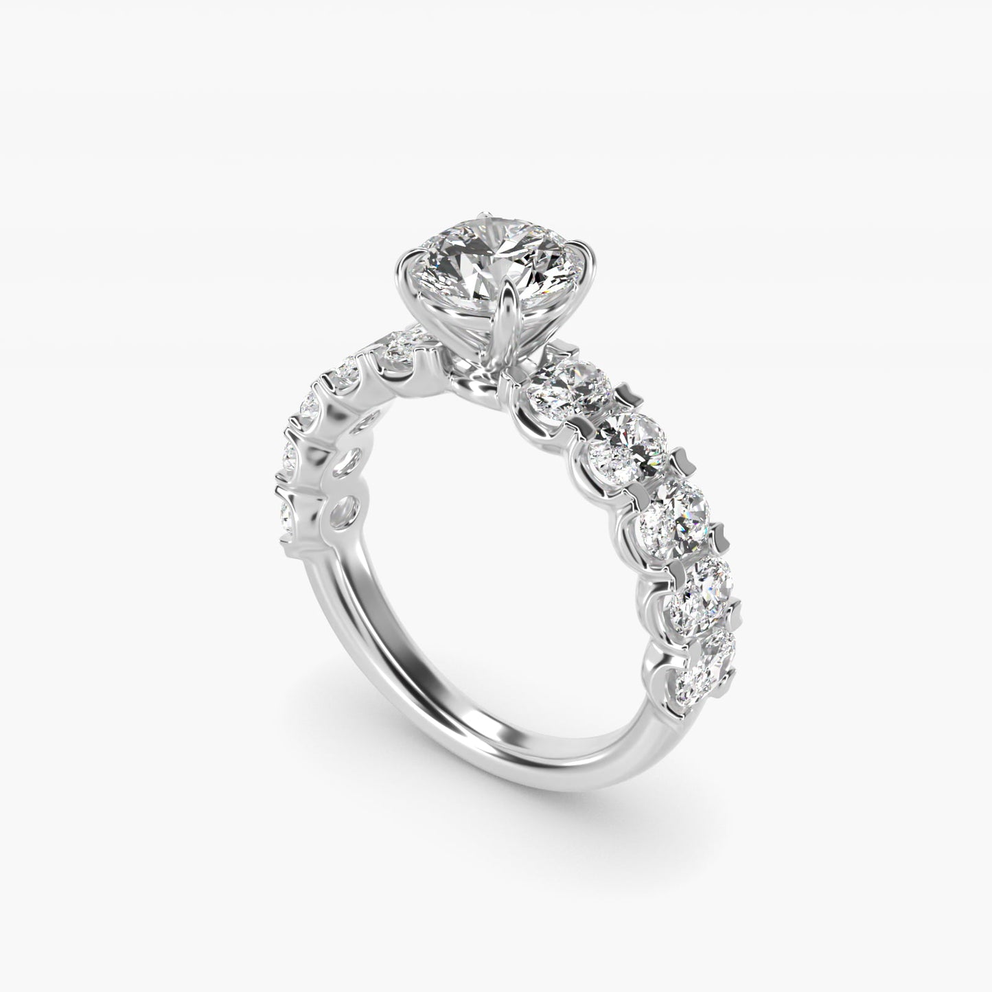 Oval-Cut Diamond Engagement Ring in 14k White Gold - Round Center