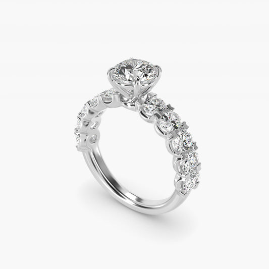 Oval-Cut Diamond Engagement Ring in 18k White Gold - Round Center