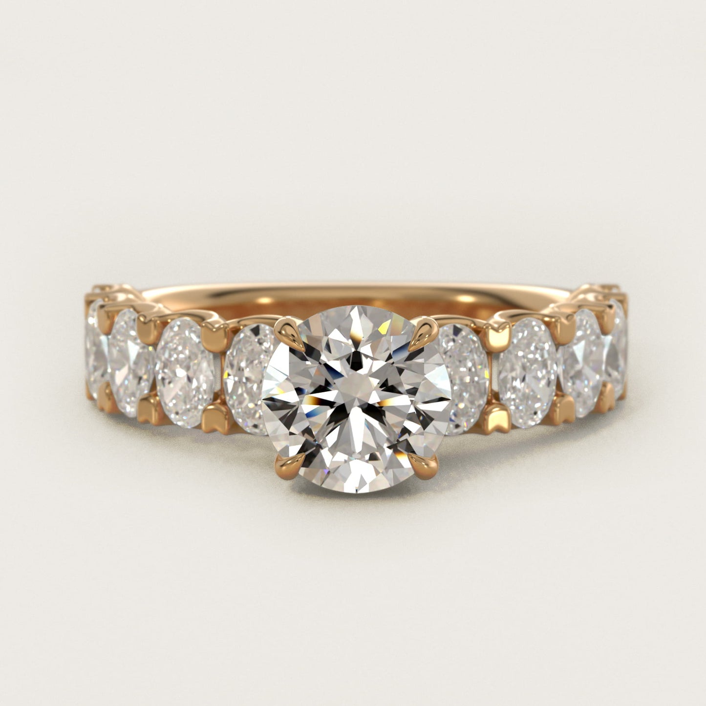 Oval-Cut Diamond Engagement Ring in 14k Yellow Gold - Round Center