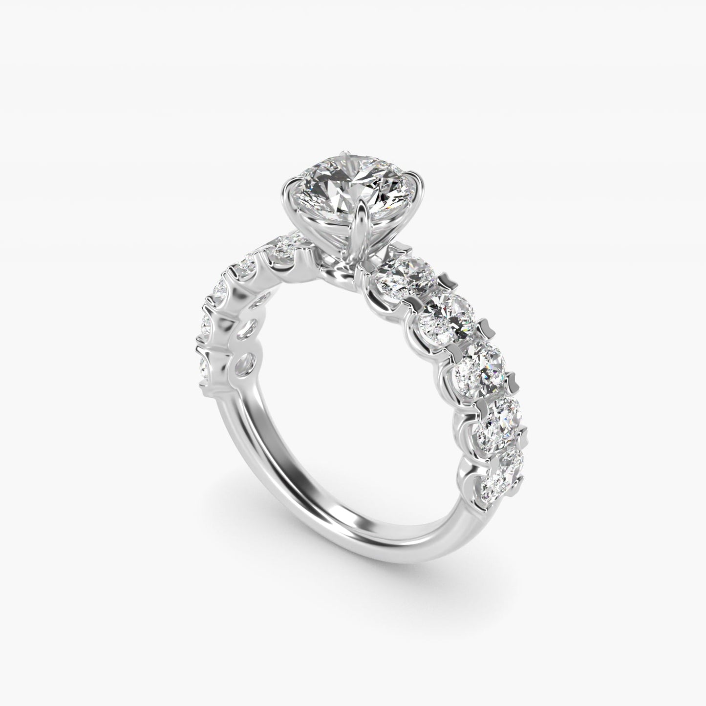 Oval-Cut Diamond Engagement Ring in Platinum - Round Center