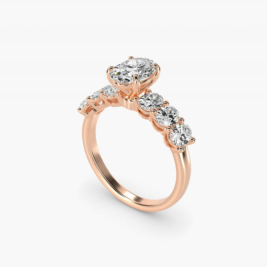 Oval Cut Side Stone Diamond Engagement Ring In 18k Rose Gold By James Allen - Oval Center