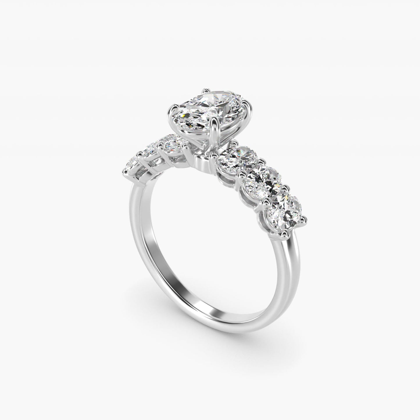 Oval Cut Side Stone Diamond Engagement Ring In 14K White Gold By James Allen - Oval Center
