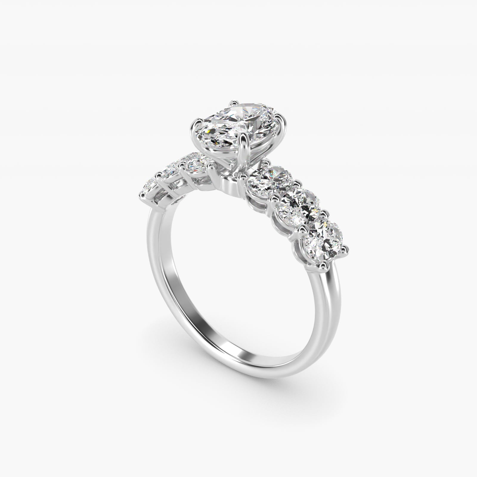 Oval Cut Side Stone Diamond Engagement Ring In 14K White Gold By James Allen - Oval Center