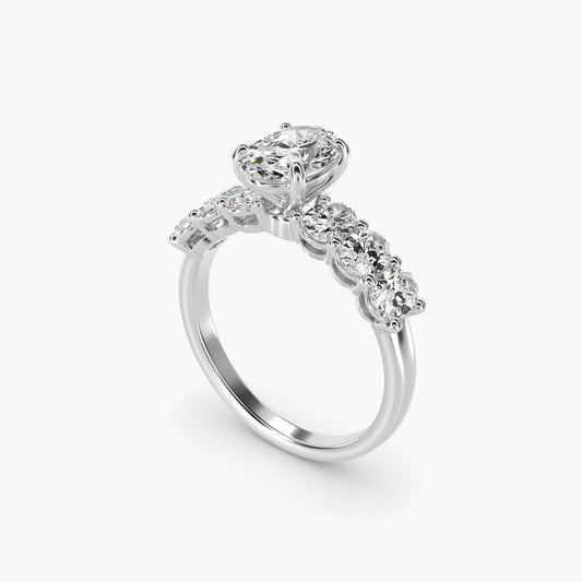 Oval Cut Side Stone Diamond Engagement Ring In 14K White Gold By James Allen - Oval Center