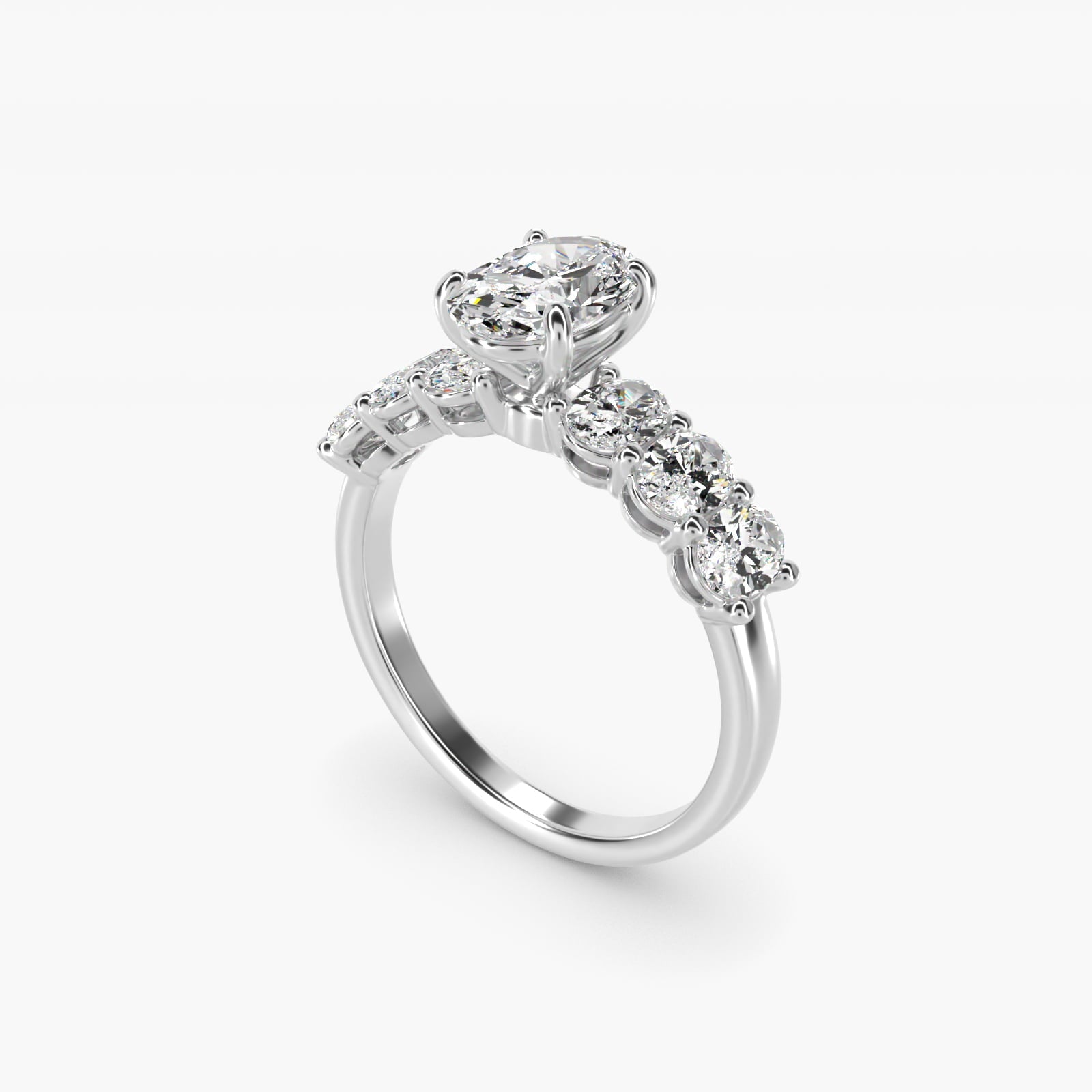 Oval Cut Side Stone Diamond Engagement Ring In 18k White Gold By James Allen - Oval Center
