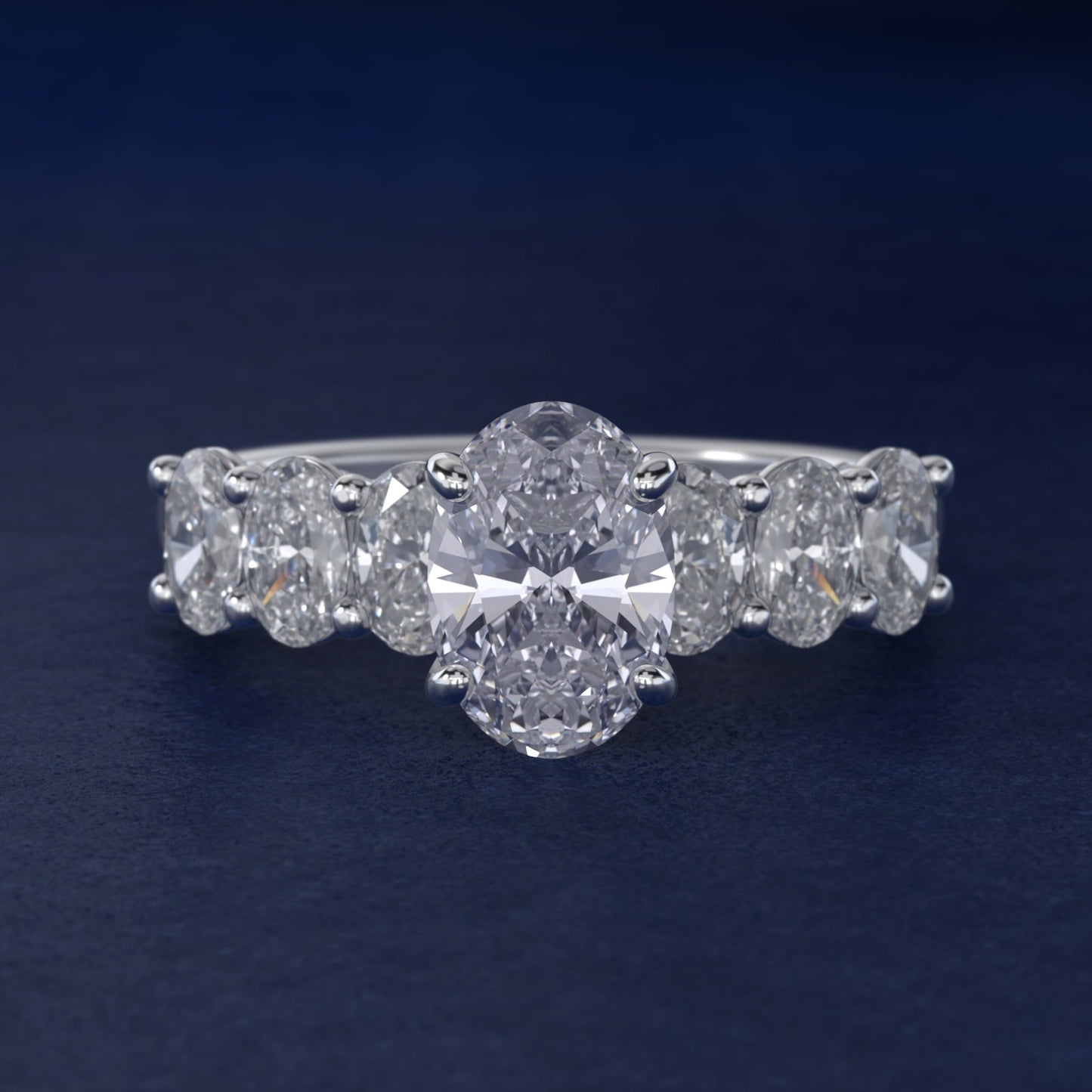 Oval Cut Side Stone Diamond Engagement Ring In 18k White Gold By James Allen - Oval Center
