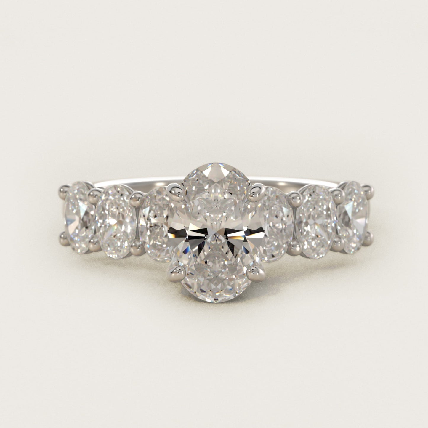 Oval Cut Side Stone Diamond Engagement Ring In 14K White Gold By James Allen - Oval Center