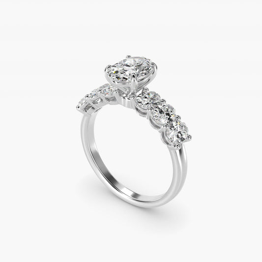 Oval Cut Side Stone Diamond Engagement Ring In Platinum By James Allen - Oval Center