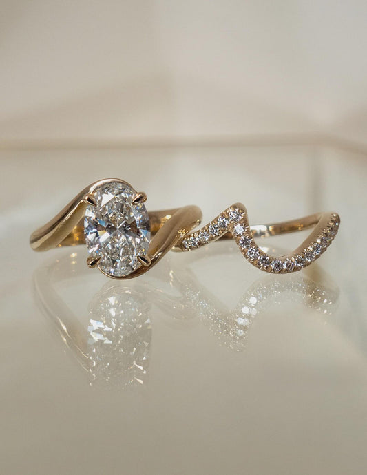 Oval Diamond Engagement Ring with Pavé Band | Elegant Gold Bridal Ring
