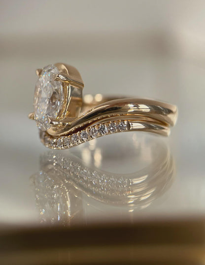 Oval Diamond Engagement Ring with Pavé Band | Elegant Gold Bridal Ring