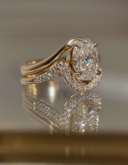 Oval Diamond Engagement Ring with Pavé Band | Elegant Gold Bridal Ring