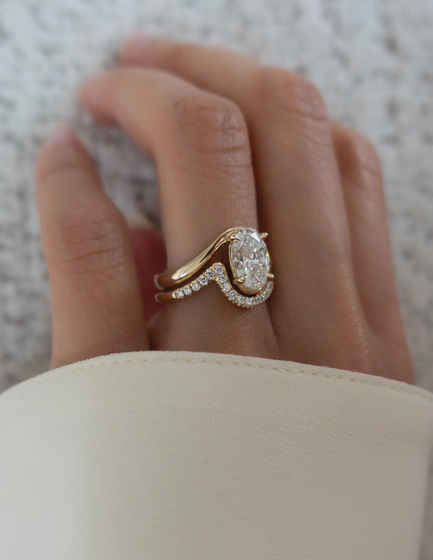 Oval Diamond Engagement Ring with Pavé Band | Elegant Gold Bridal Ring