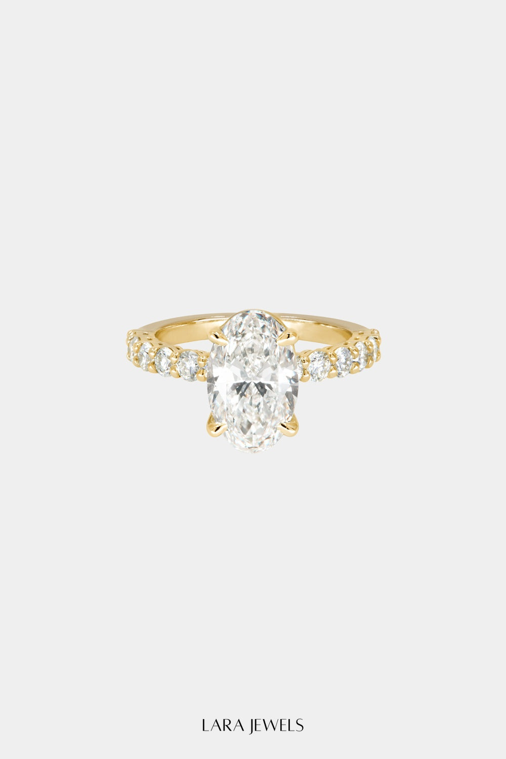 Oval Diamond Half Eternity Ring 18K Gold - Front view