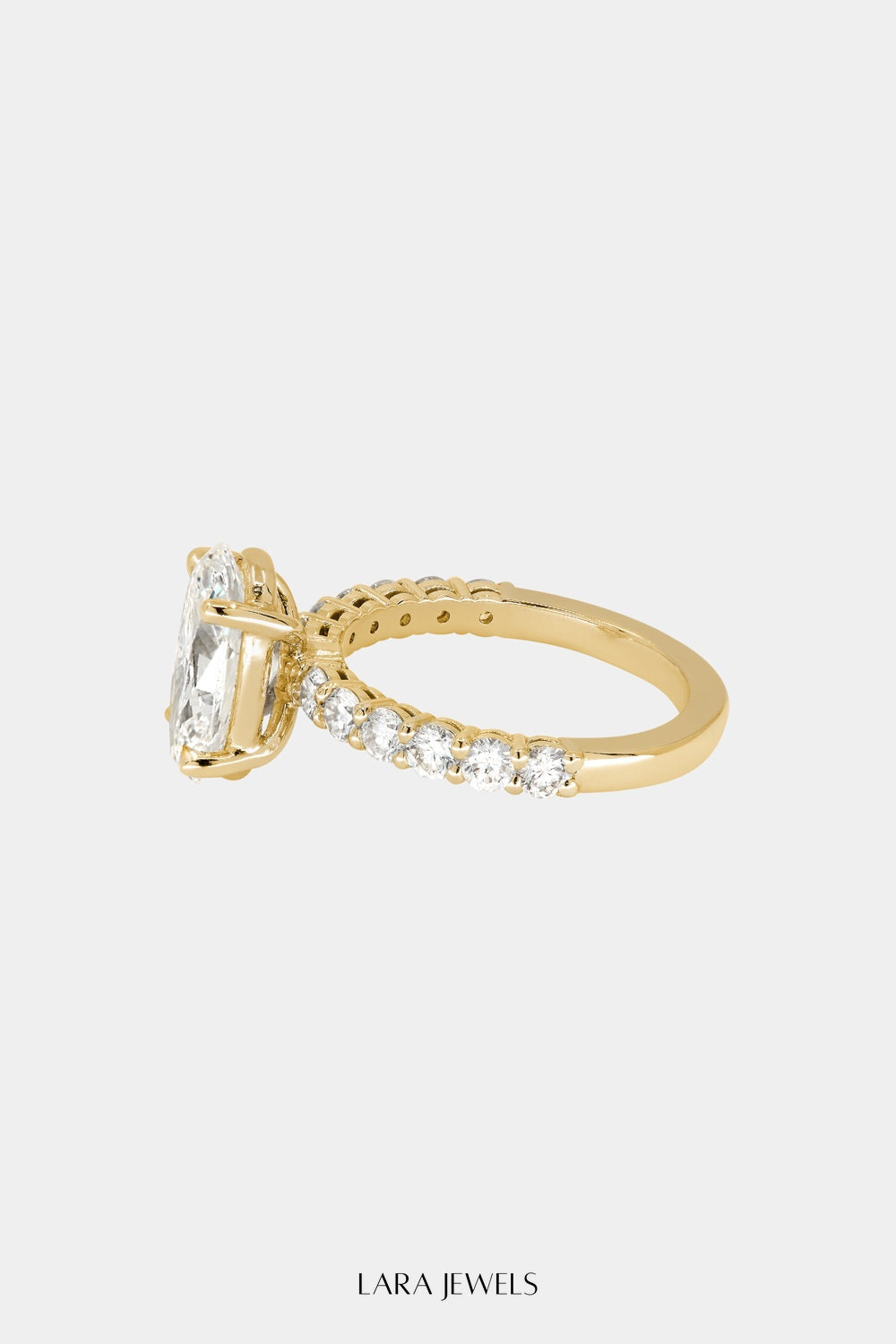 Oval Diamond Half Eternity Ring 18K Gold - Back view