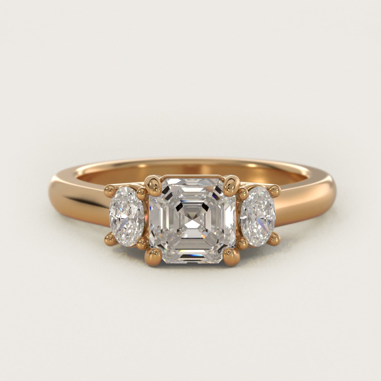 Oval Three-Stone Diamond Engagement Ring in 18k Yellow Gold (1/3 ct. tw.) - Asscher Center