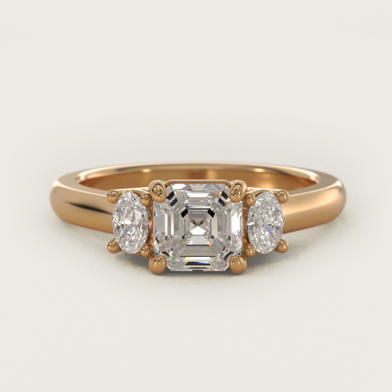 Oval Three-Stone Diamond Engagement Ring in 18k Yellow Gold (1/3 ct. tw.) - Asscher Center