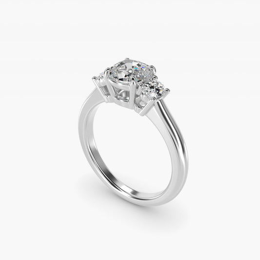 Oval Three-Stone Diamond Engagement Ring in Platinum (1/3 ct. tw.) - Cushion Center
