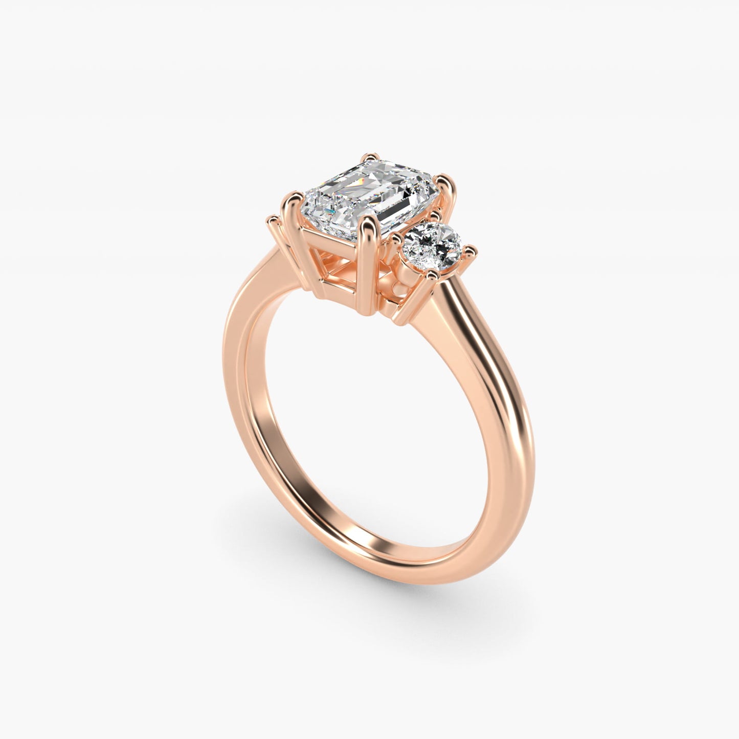 Oval Three-Stone Diamond Engagement Ring in 14k Rose Gold (1/3 ct. tw.) - Emerald Center