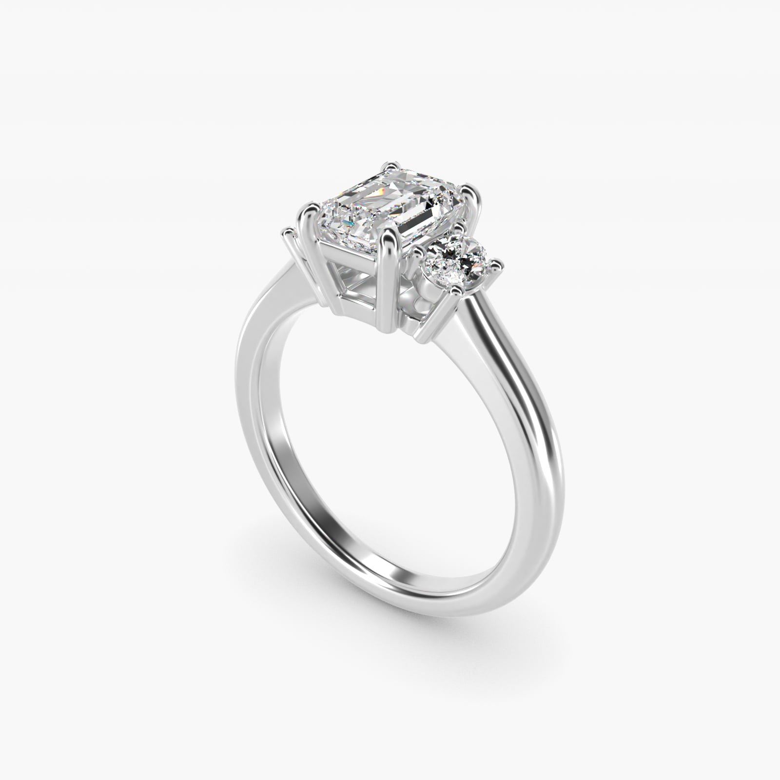 Oval Three-Stone Diamond Engagement Ring in 14k White Gold (1/3 ct. tw.) - Emerald Center