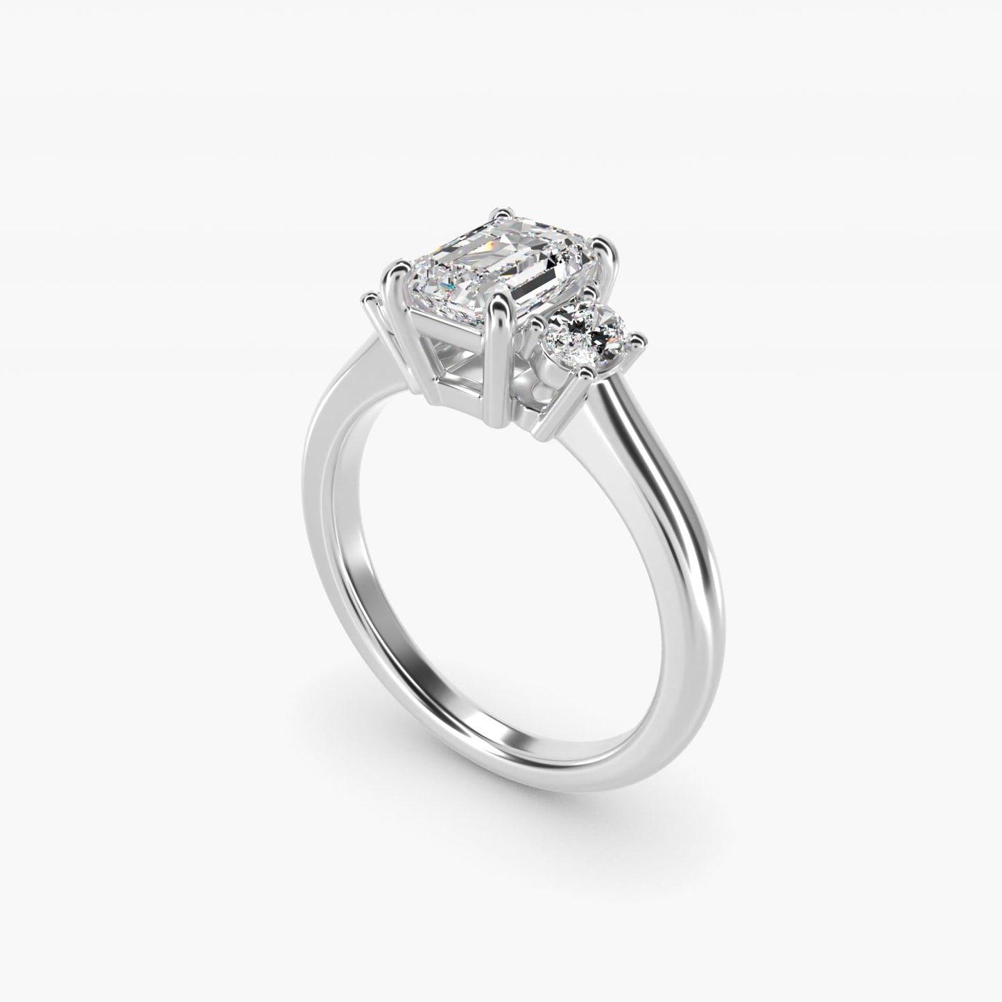 Oval Three-Stone Diamond Engagement Ring in 18k White Gold (1/3 ct. tw.) - Emerald Center