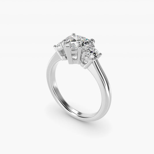 Oval Three-Stone Diamond Engagement Ring in 14k White Gold (1/3 ct. tw.) - Heart Center