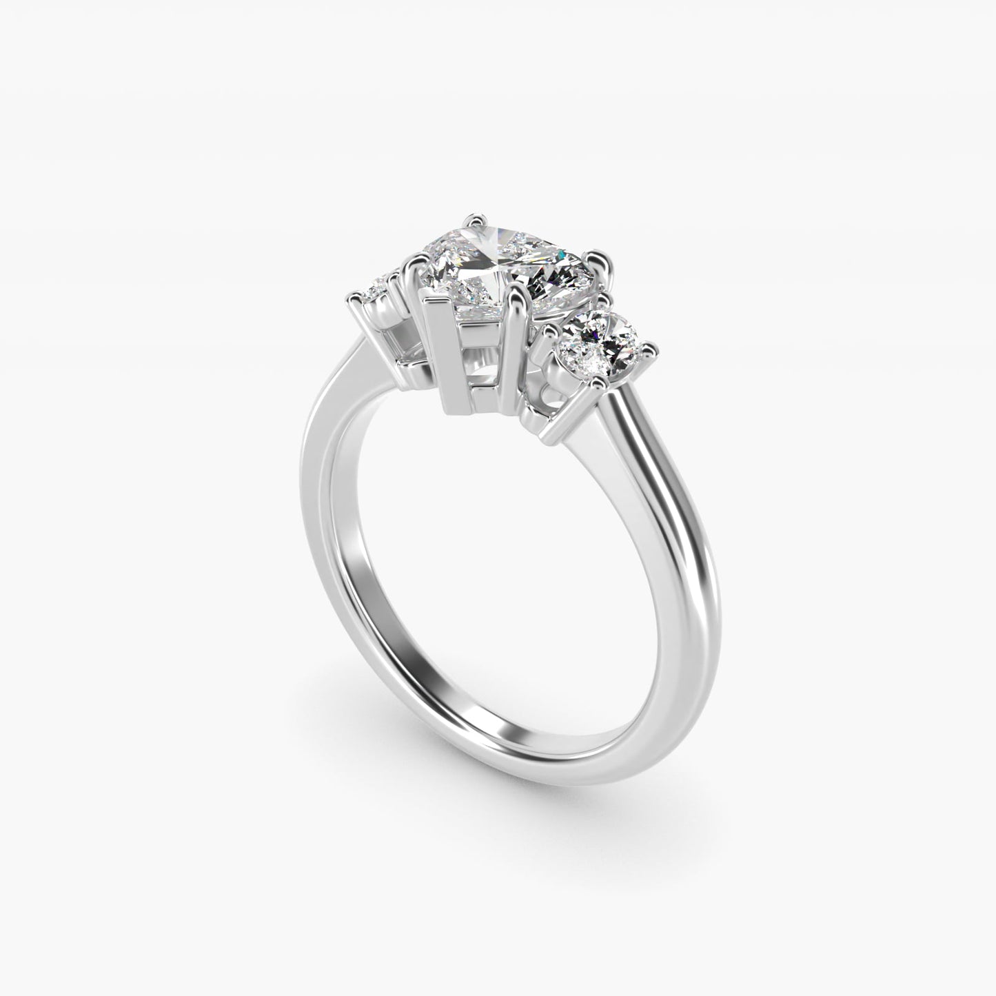 Oval Three-Stone Diamond Engagement Ring in Platinum (1/3 ct. tw.) - Heart Center