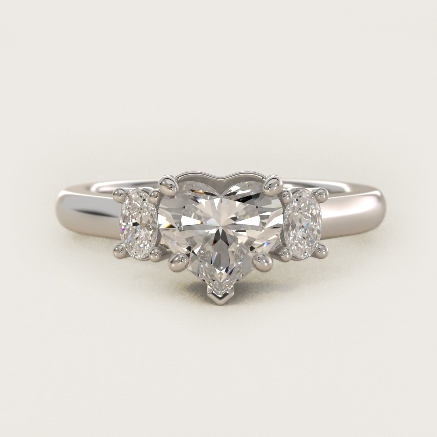 Oval Three-Stone Diamond Engagement Ring in Platinum (1/3 ct. tw.) - Heart Center