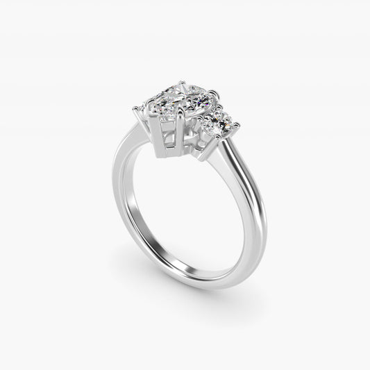 Oval Three-Stone Diamond Engagement Ring in 14k White Gold (1/3 ct. tw.) - Pear Center