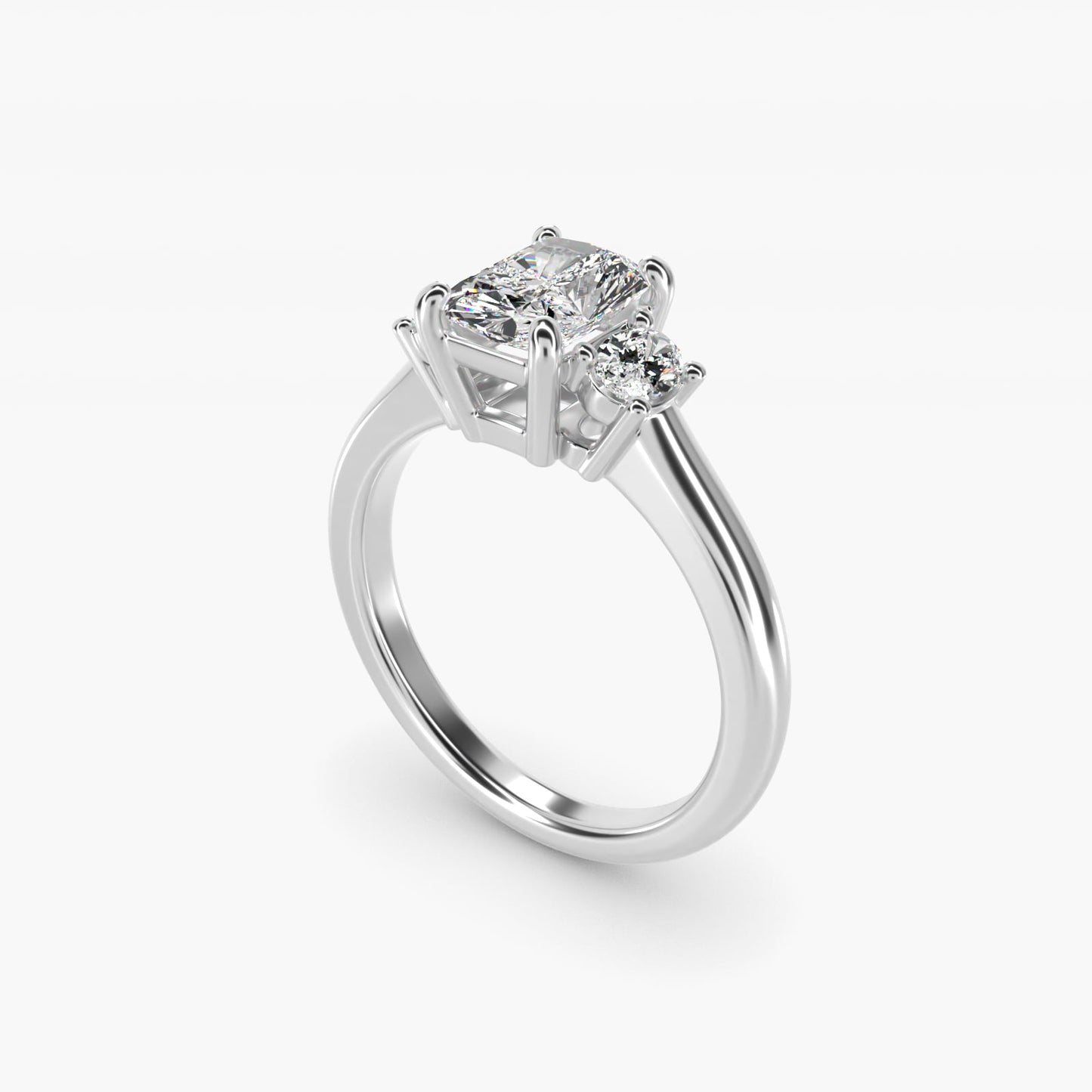 Oval Three-Stone Diamond Engagement Ring in 18k White Gold (1/3 ct. tw.) - Radiant Center