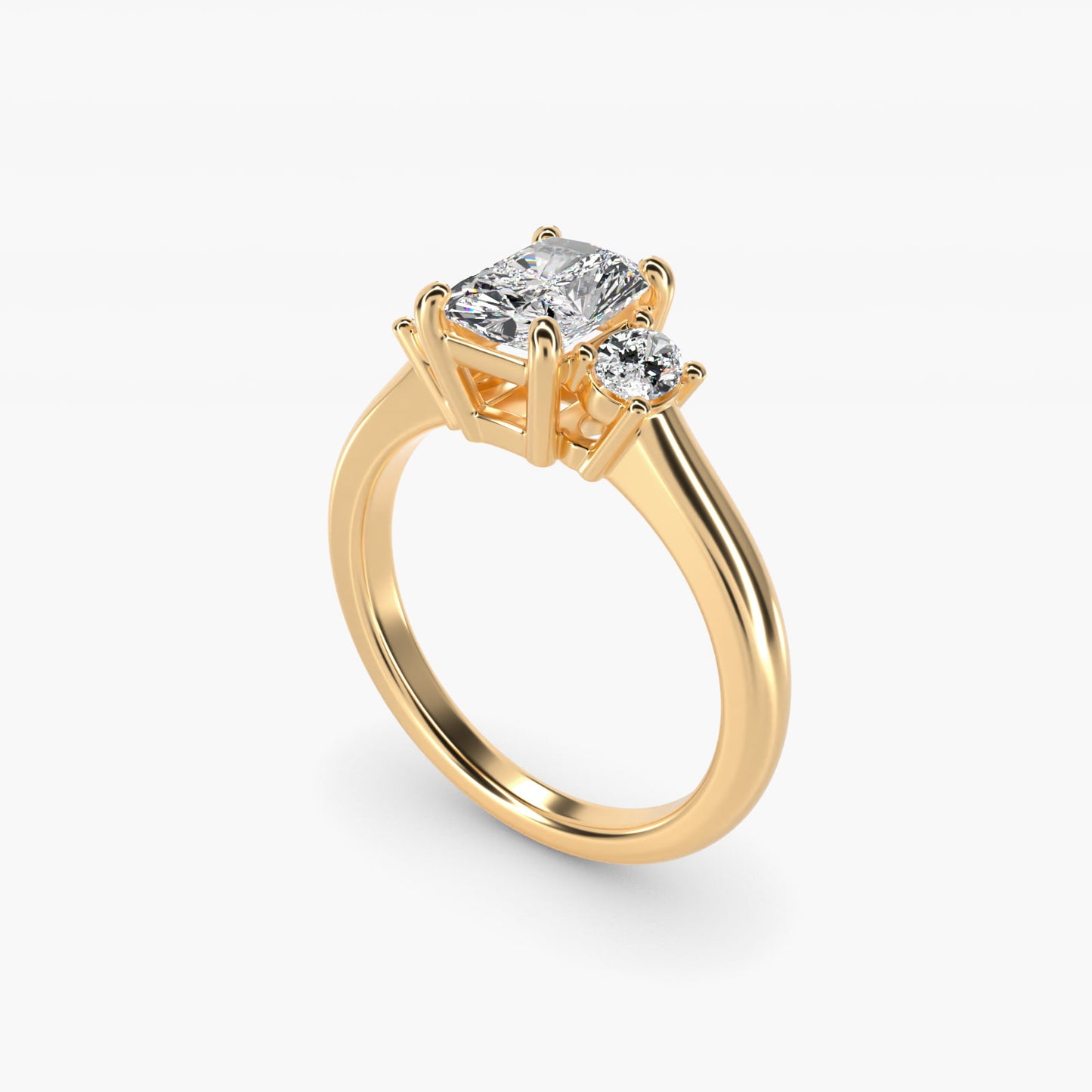 Oval Three-Stone Diamond Engagement Ring in 14K Yellow Gold (1/3 ct. tw.) - Radiant Center