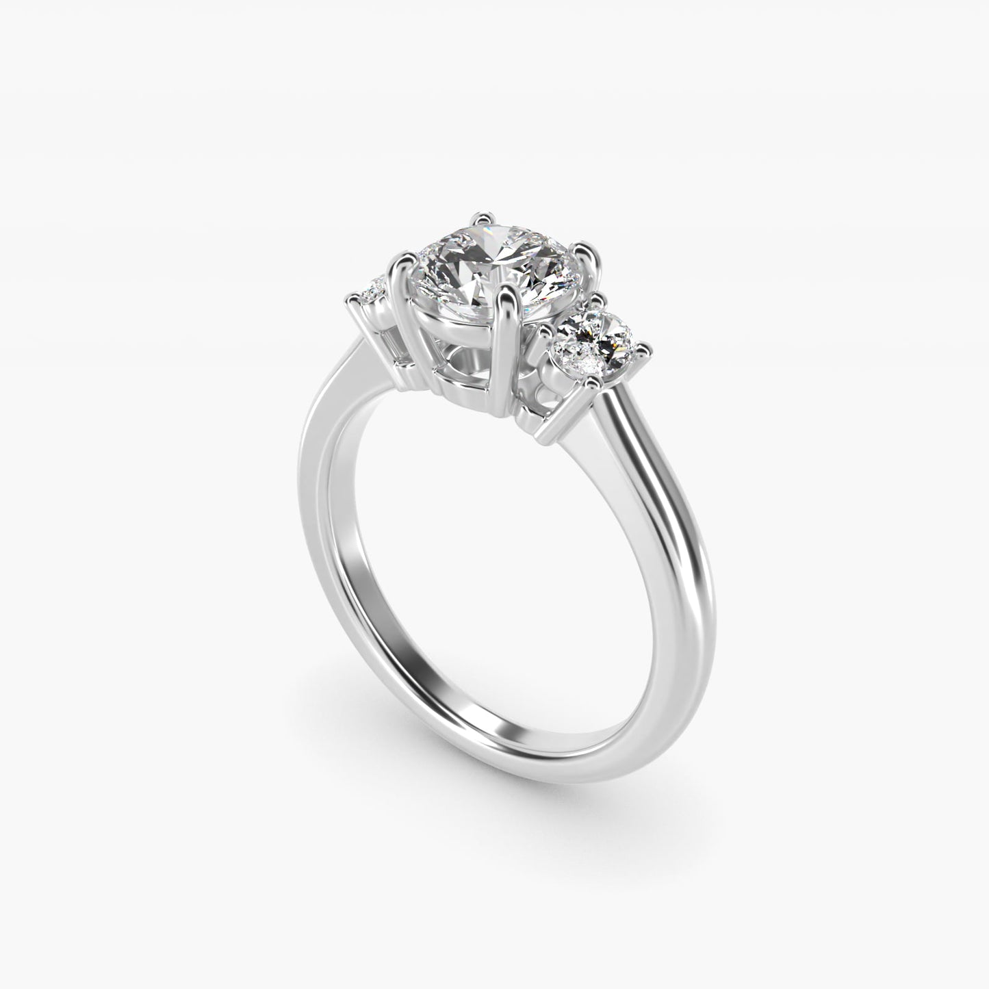Oval Three-Stone Diamond Engagement Ring in Platinum (1/3 ct. tw.) - Round Center