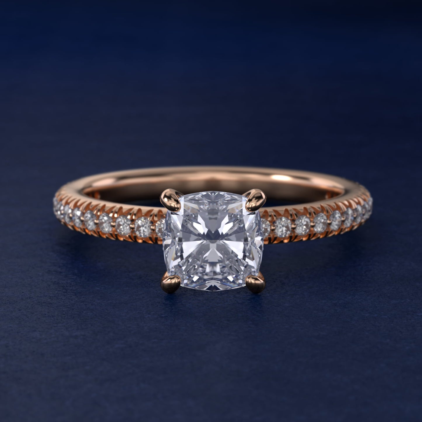 Pav? Contour Diamond Engagement Ring In 18k Rose Gold By James Allen - Cushion Center