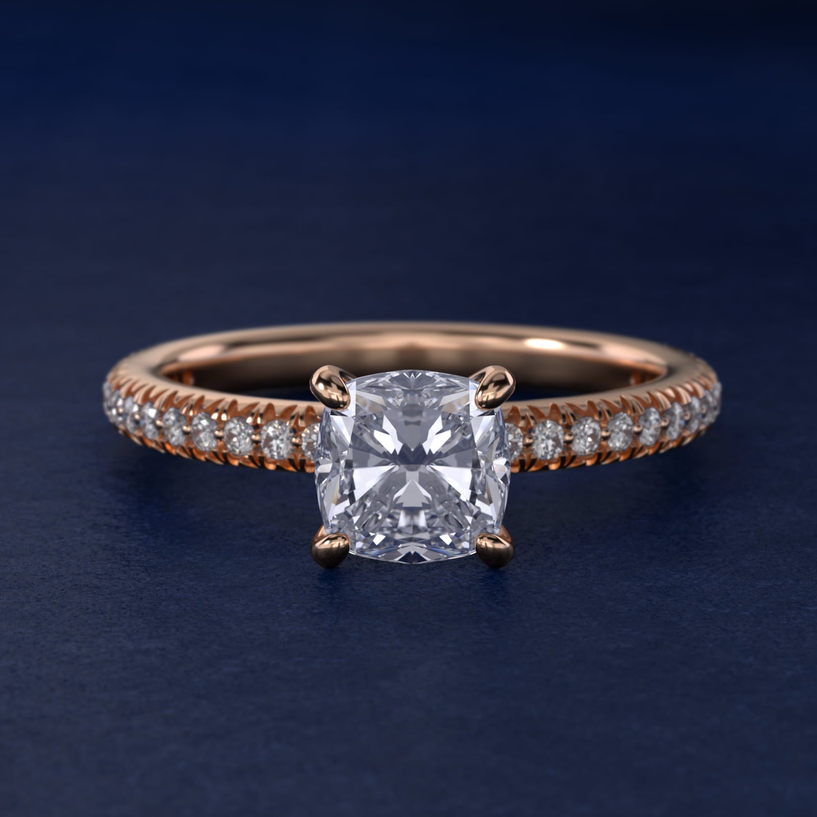 Pav? Contour Diamond Engagement Ring In 18k Rose Gold By James Allen - Cushion Center