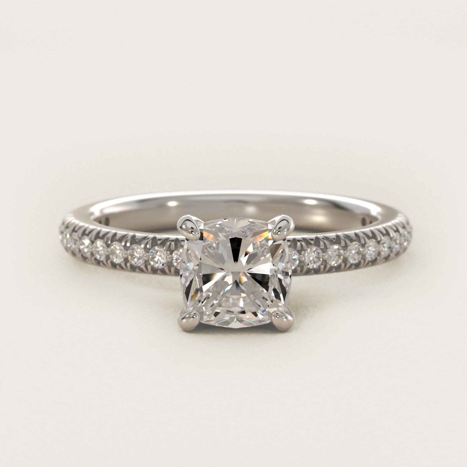 PavŽ Contour Diamond Engagement Ring In 14K White Gold By James Allen - Cushion Center