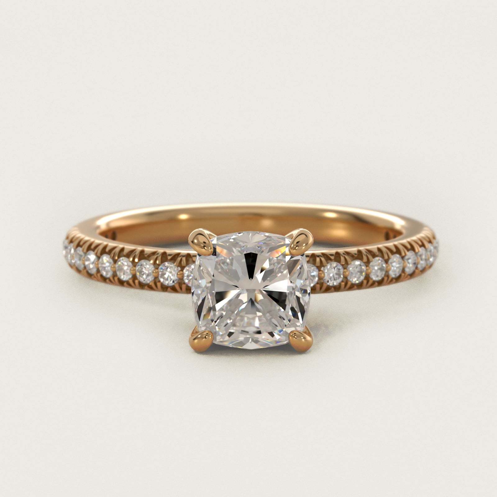 Pav? Contour Diamond Engagement Ring In 18k Yellow Gold By James Allen - Cushion Center