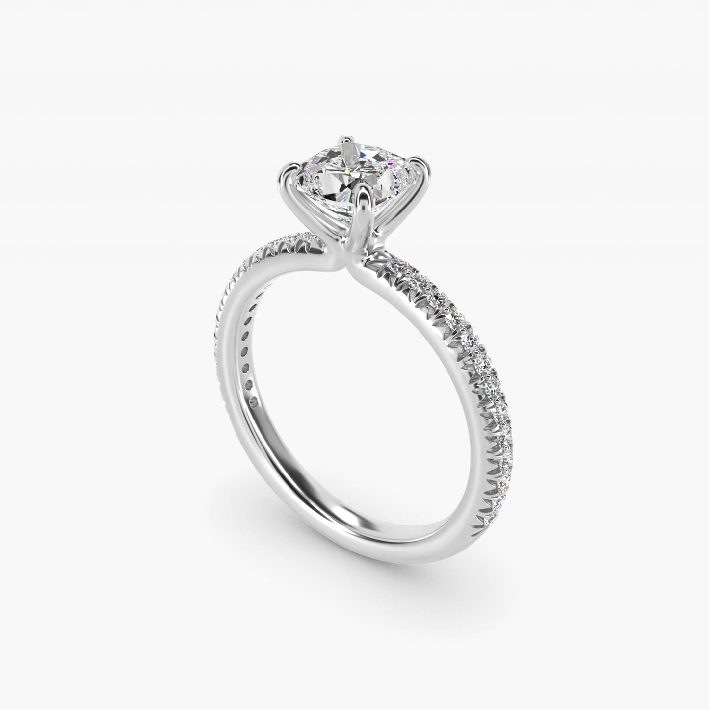 Pav? Contour Diamond Engagement Ring In Platinum By James Allen - Cushion Center