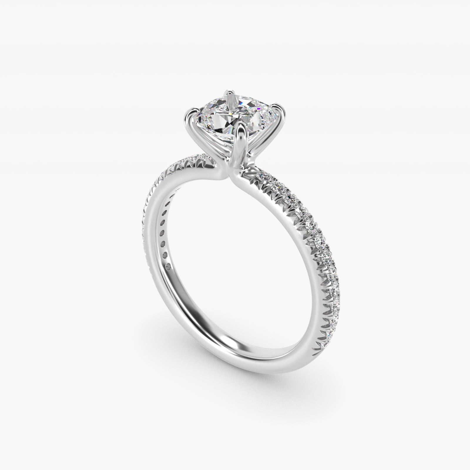 Pav? Contour Diamond Engagement Ring In Platinum By James Allen - Cushion Center