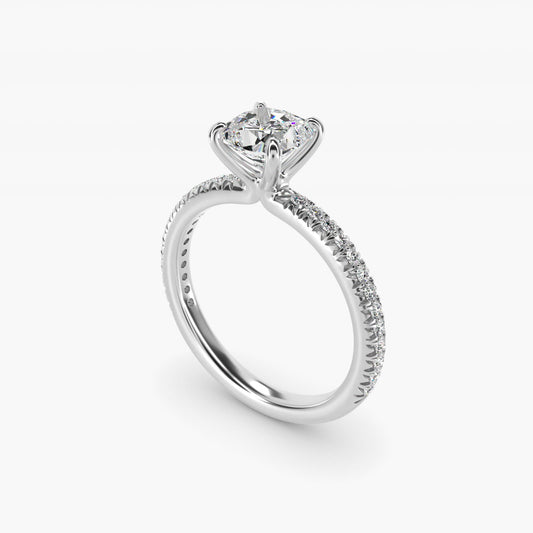 Pav? Contour Diamond Engagement Ring In Platinum By James Allen - Cushion Center