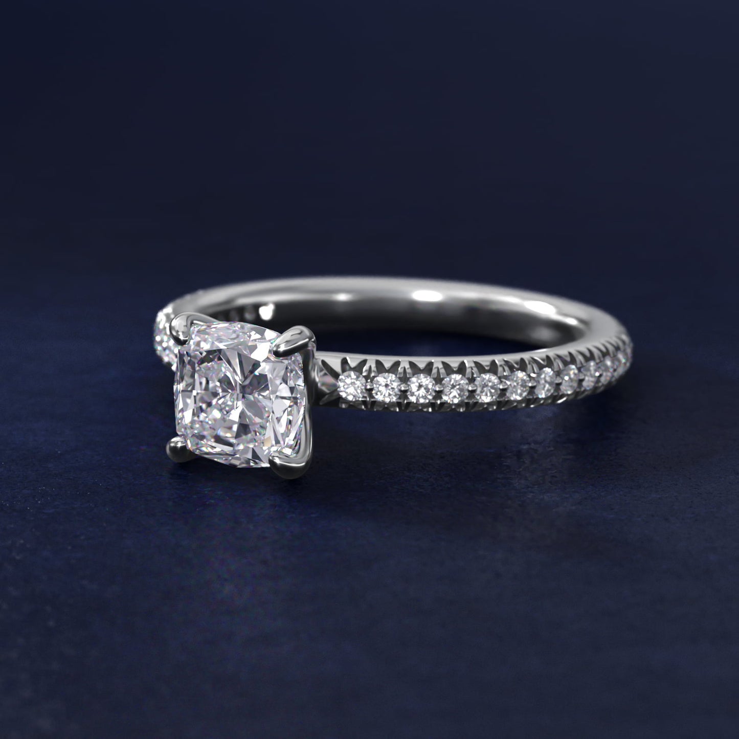 Pav? Contour Diamond Engagement Ring In Platinum By James Allen - Cushion Center