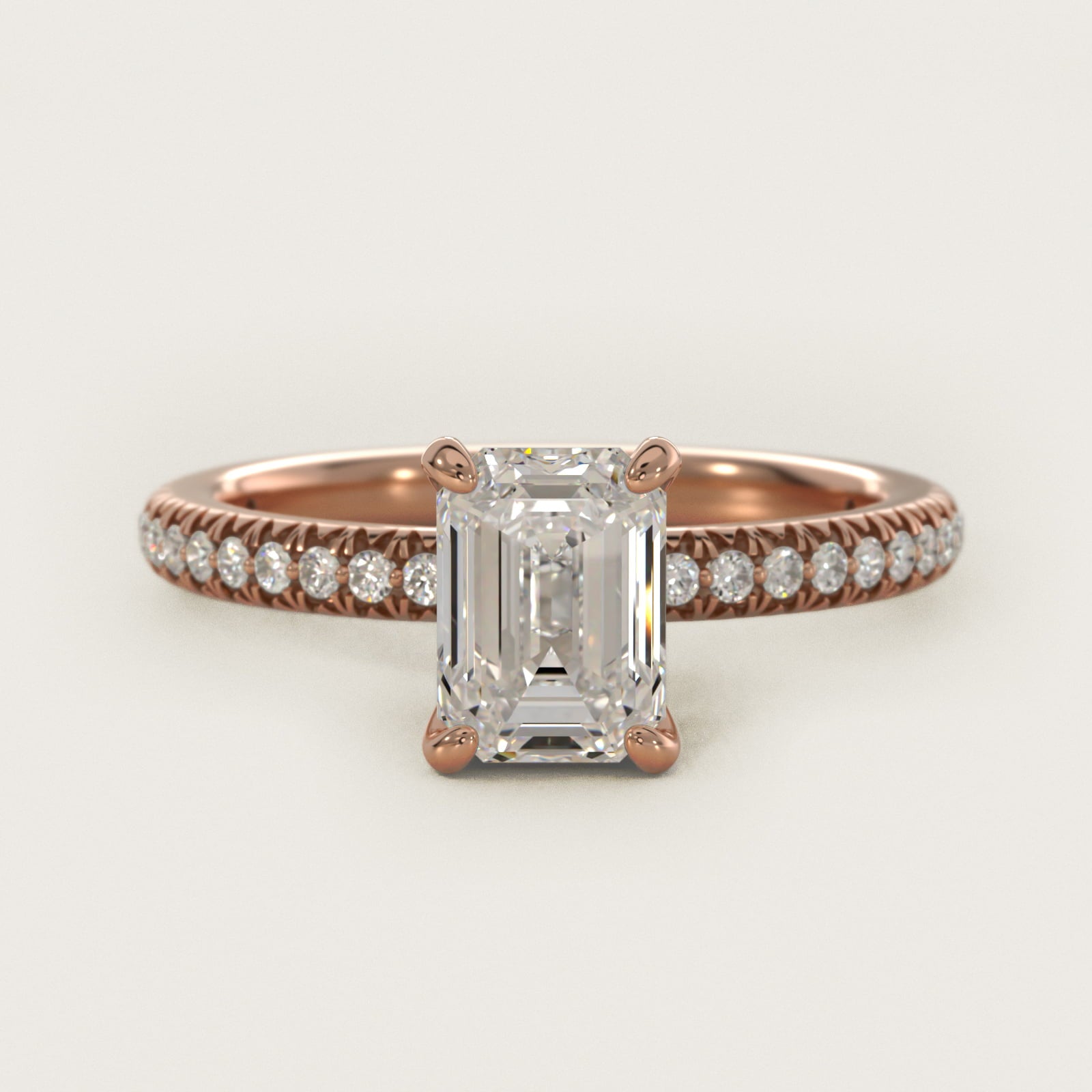 PavŽ Contour Diamond Engagement Ring In 14K Rose Gold By James Allen - Emerald Center