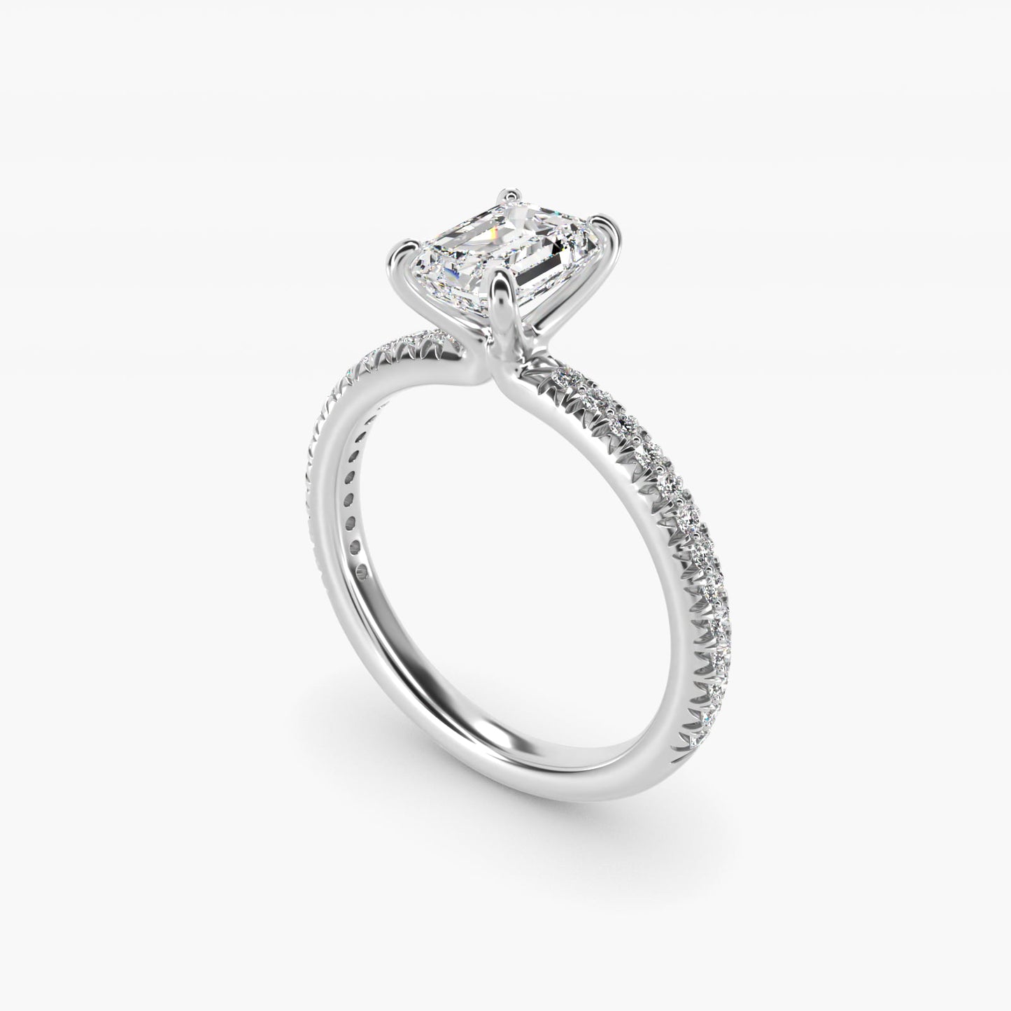 PavŽ Contour Diamond Engagement Ring In 14K White Gold By James Allen - Emerald Center