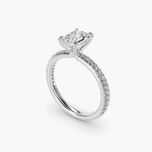 Pav? Contour Diamond Engagement Ring In 18k White Gold By James Allen - Emerald Center